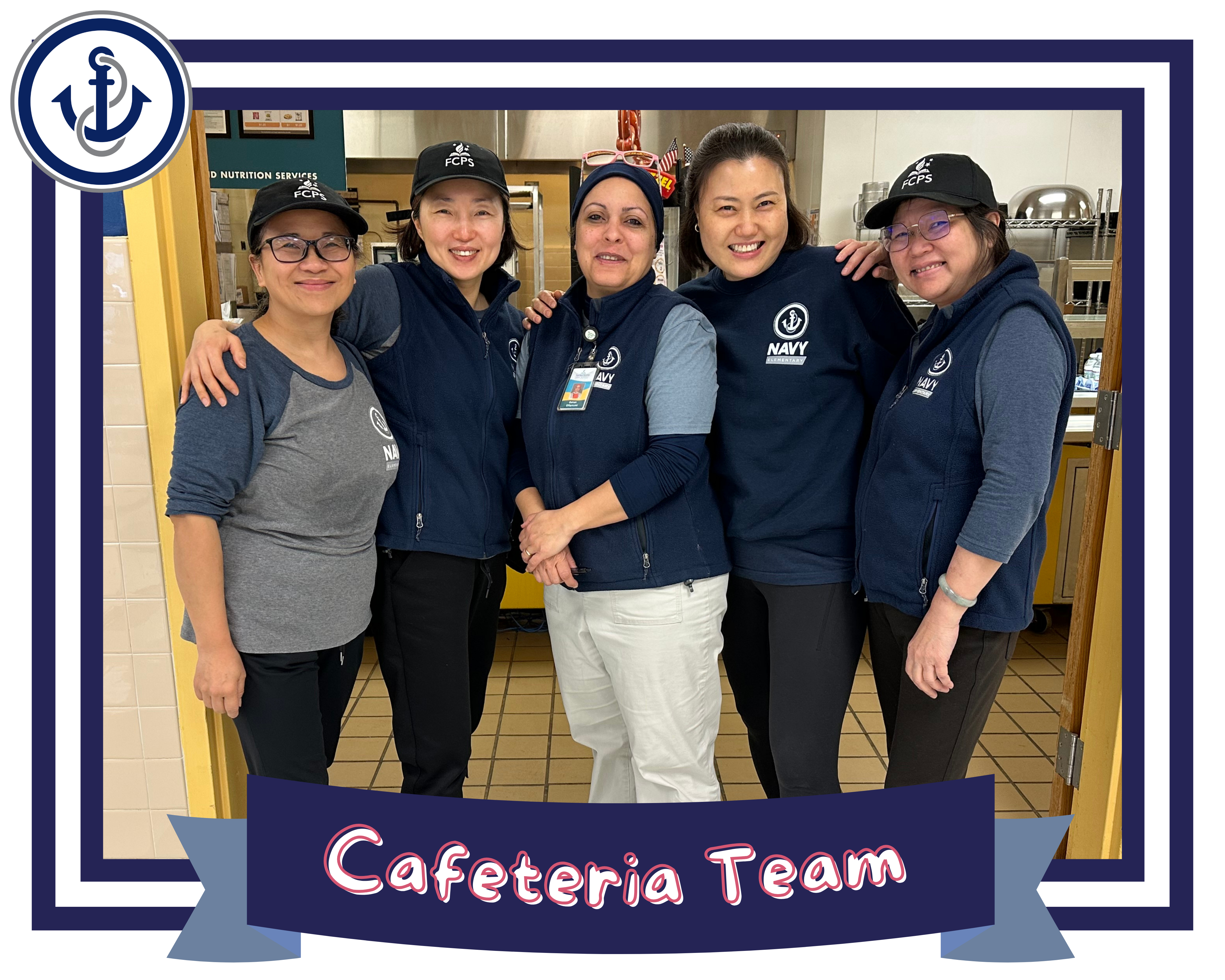 Picture of our five cafeteria staff